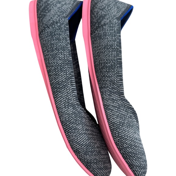 Rothy's Birdseye Flats Charcoal with Pink Sole Round Toe Slip On Shoes sz 7 - Picture 12 of 12